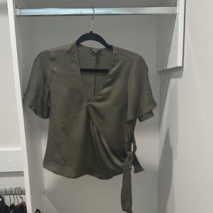 Express Olive Wrap Top